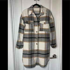 Plaid Knee length shacket